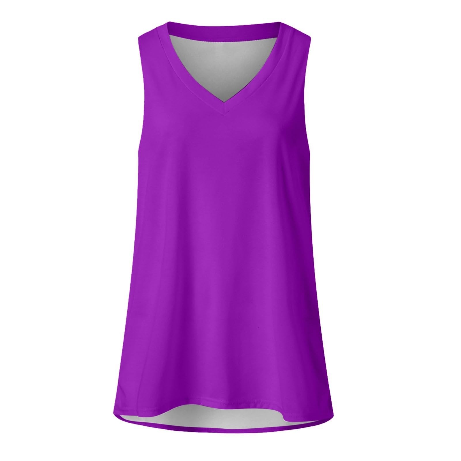 thumbnail image 4 of Camisa sin mangas con cuello en V para mujer para el verano: top informal oversize, poliéster/spandex, moda playera, tallas S-XXXXXL., 4 of 4